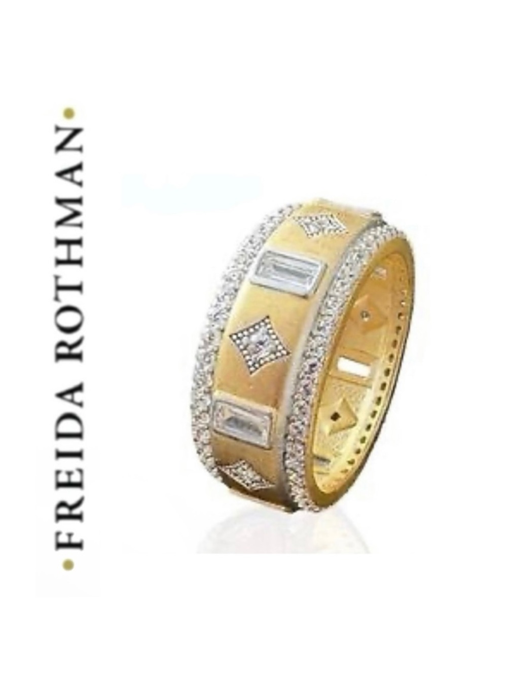 Freida Rothman Sterling Silver and Gold Two Tone Cigar Band Ring